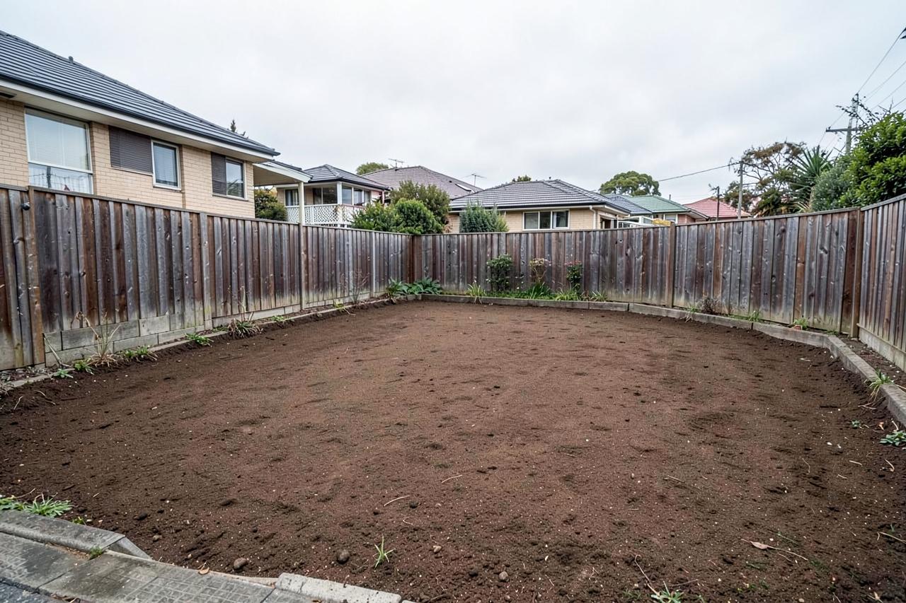 Levelled and prepared backyard ready for landscaping