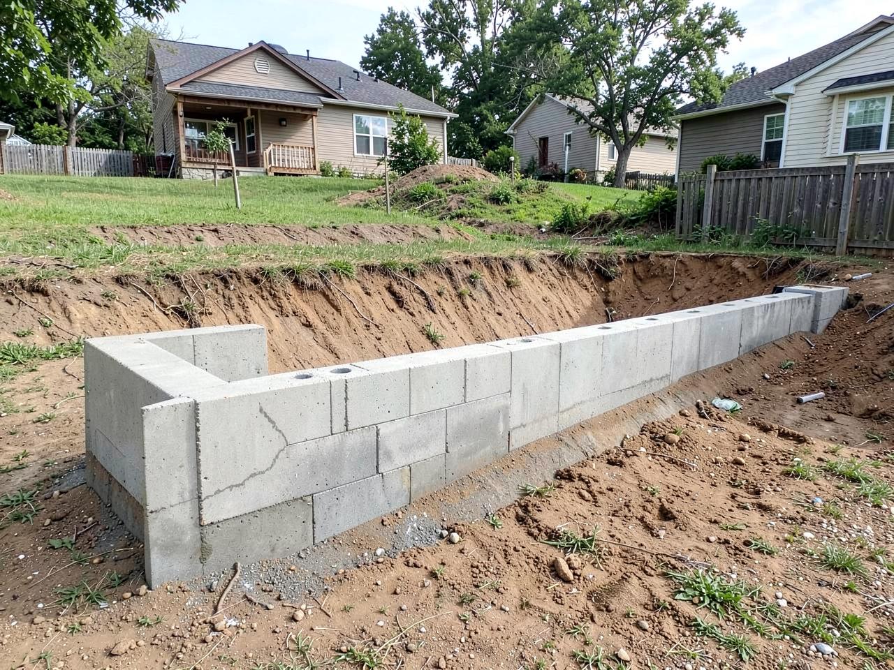 Excavated batter prepared for a timber retaining wall